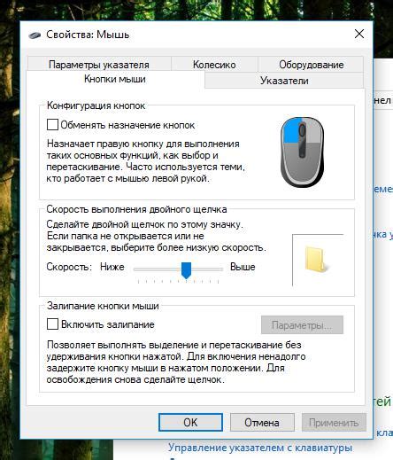 Основные принципы настройки мыши